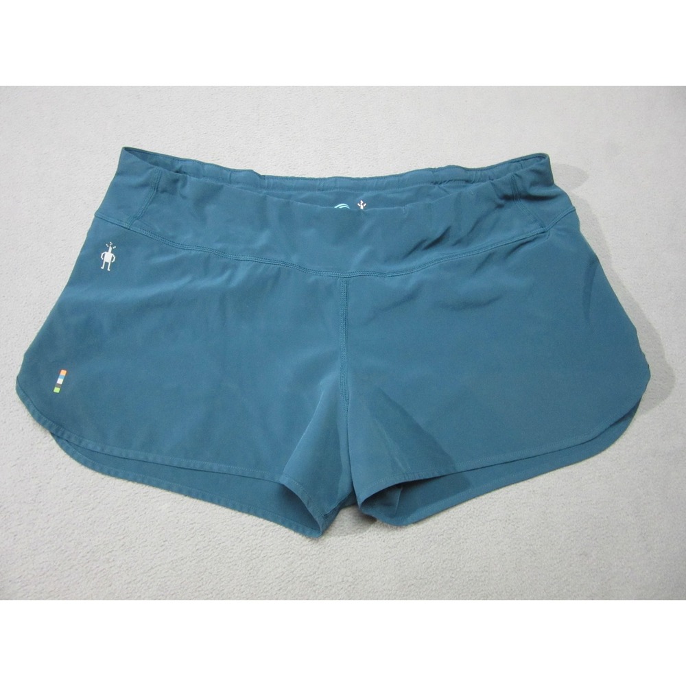 Smartwool Shorts Womens Large Green Teal Running Merino Wool Blend Athletic